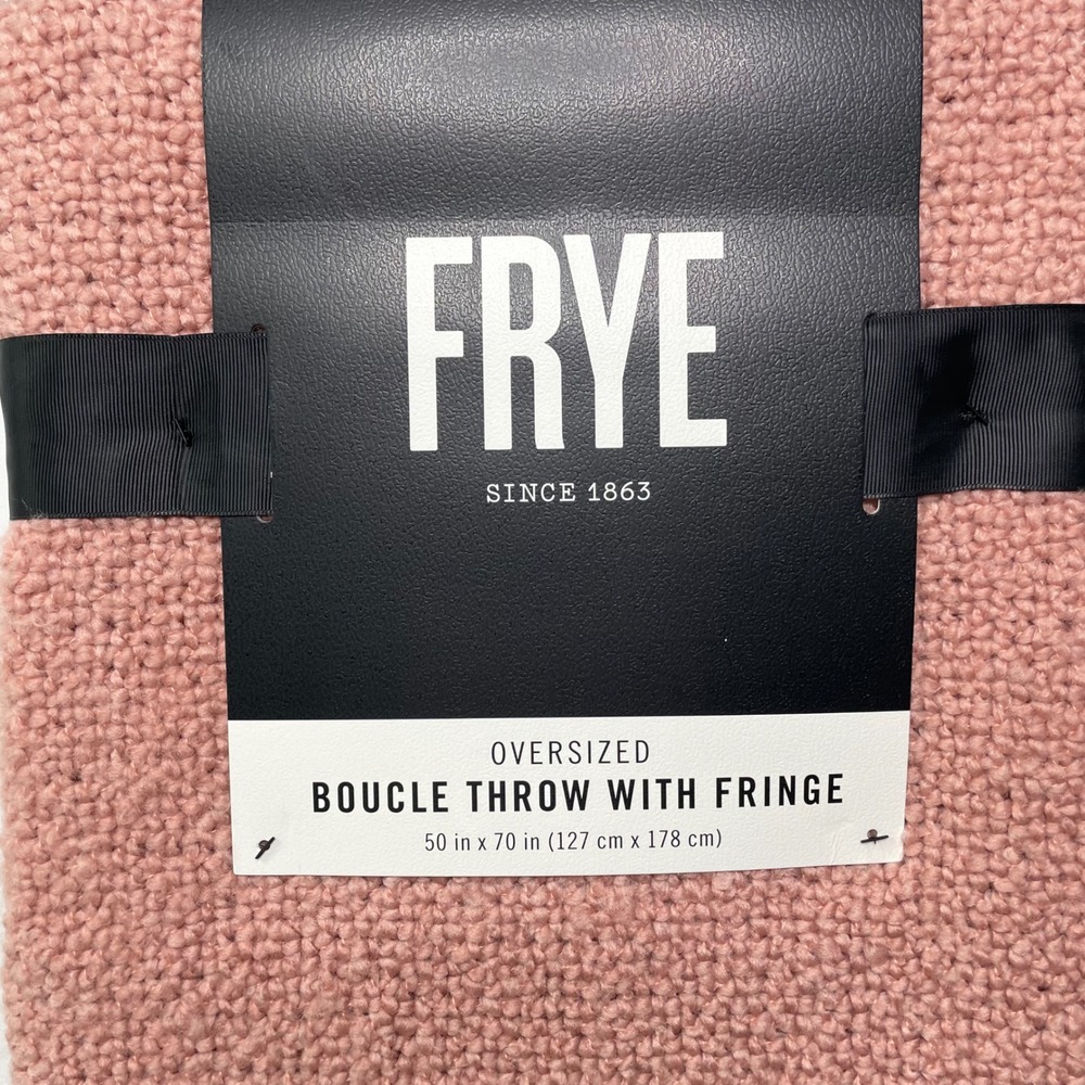 Frye Oversized Boucle Throw Fringe Rose Pink 50x70 Blanket TH5923MR-9101 NEW - Picture 7 of 7